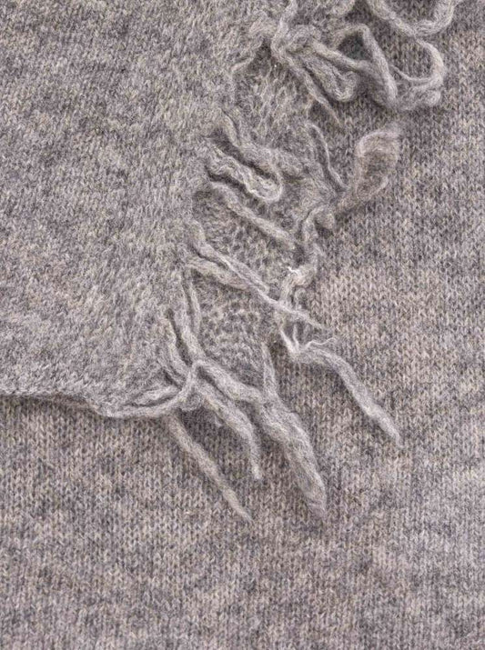 💕 Zwillingsherz XXL Fransenschal "Uni" 100 % Cashmere Schal Stola Kaschmir Mittelgrau