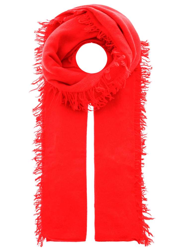 💕 Zwillingsherz XXL Fransenschal "Uni" 100 % Cashmere Schal Stola Kaschmir Rot