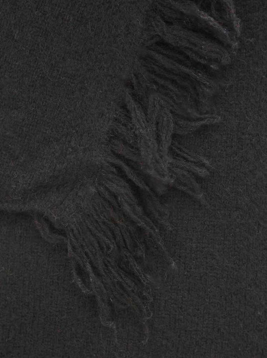 💕 Zwillingsherz XXL Fransenschal "Uni" 100 % Cashmere Schal Stola Kaschmir Schwarz