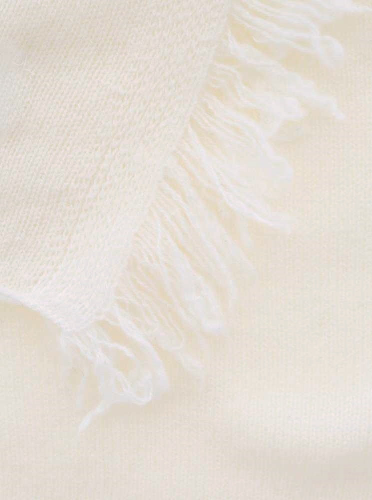 💕 Zwillingsherz XXL Fransenschal "Uni" 100 % Cashmere Schal Stola Kaschmir Weiß