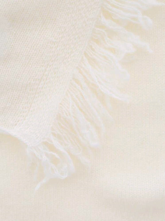 💕 Zwillingsherz XXL Fransenschal "Uni" 100 % Cashmere Schal Stola Kaschmir Weiß