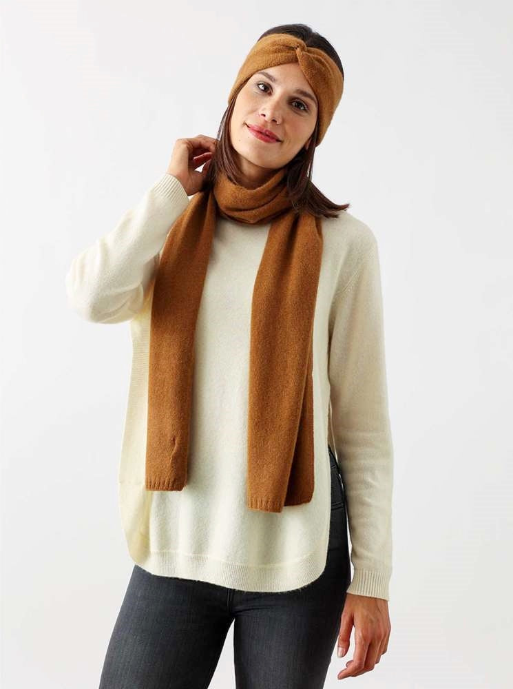 💕 Zwillingsherz Schal 100 % Cashmere "Classic" Kaschmir Cognac