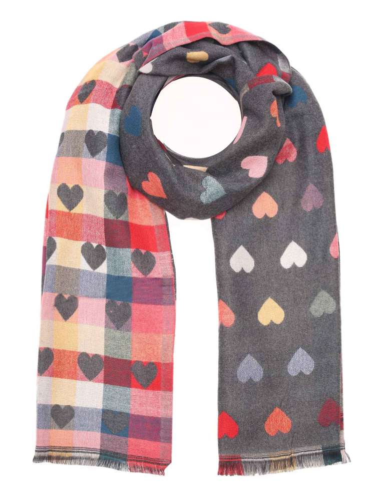 💕 Zwillingsherz Schal "Herzen" Soft Viskose Grau