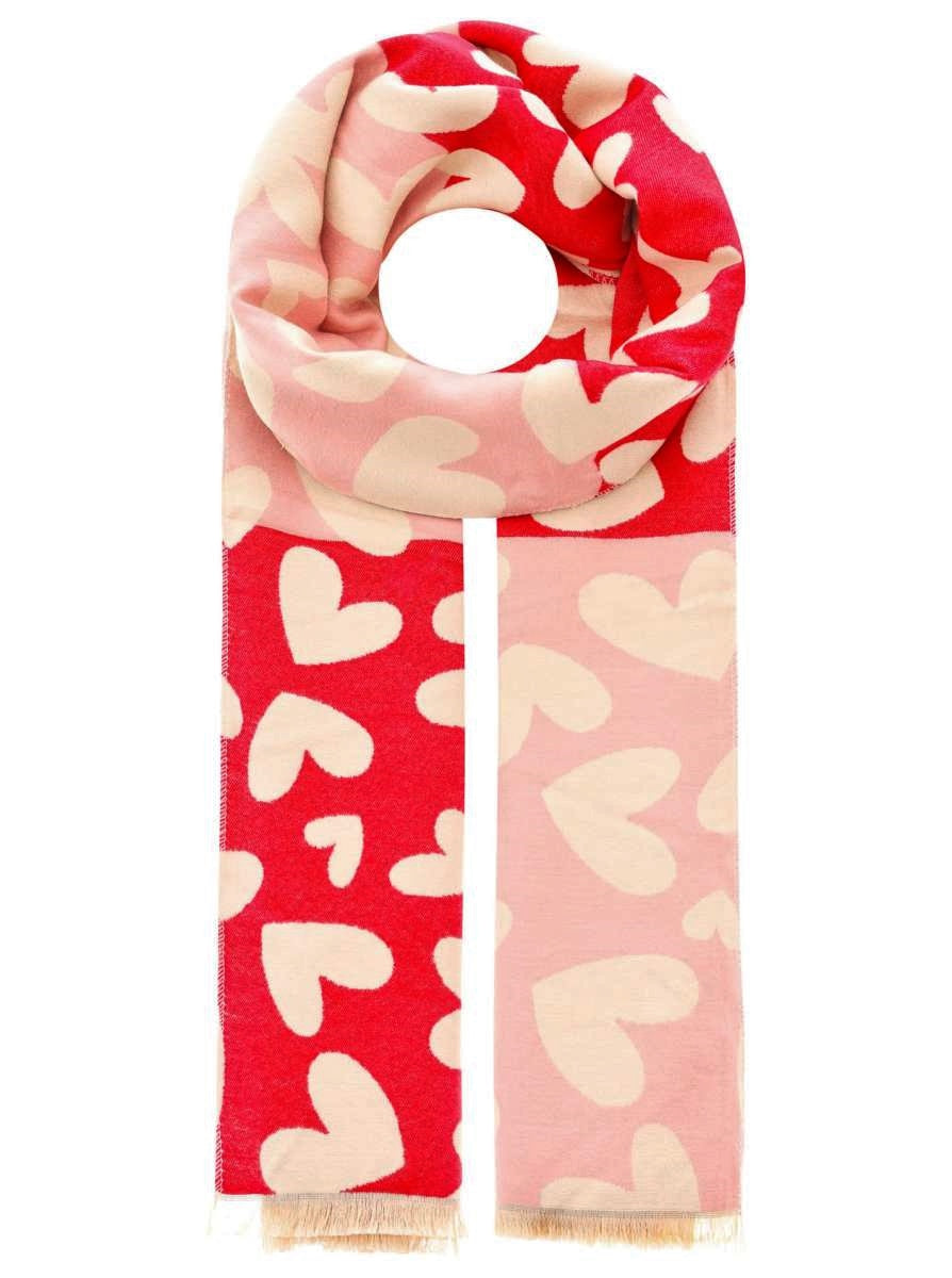 💕 Schal Tuch "Herzen" 100 % Viskose Rot Rosa