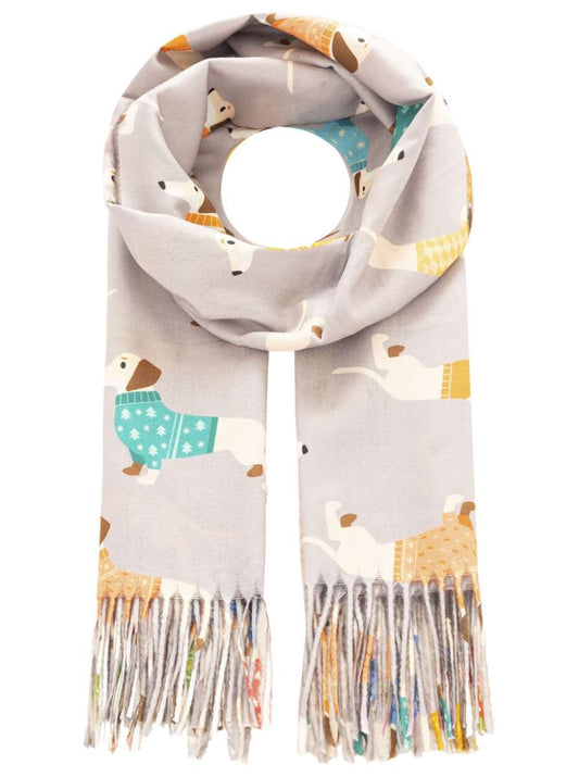 💕 Zwillingsherz Schal "Dressed Dackel" Grau