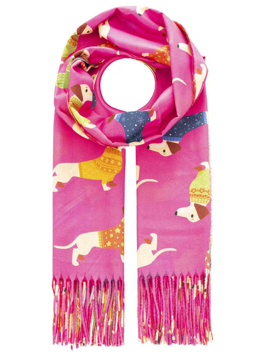 💕 Zwillingsherz Schal "Dressed Dackel" Pink