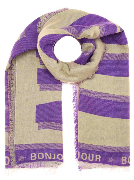💕 Zwillingsherz Schal "Bibiana" Baumwolle Wolle Lila Beige