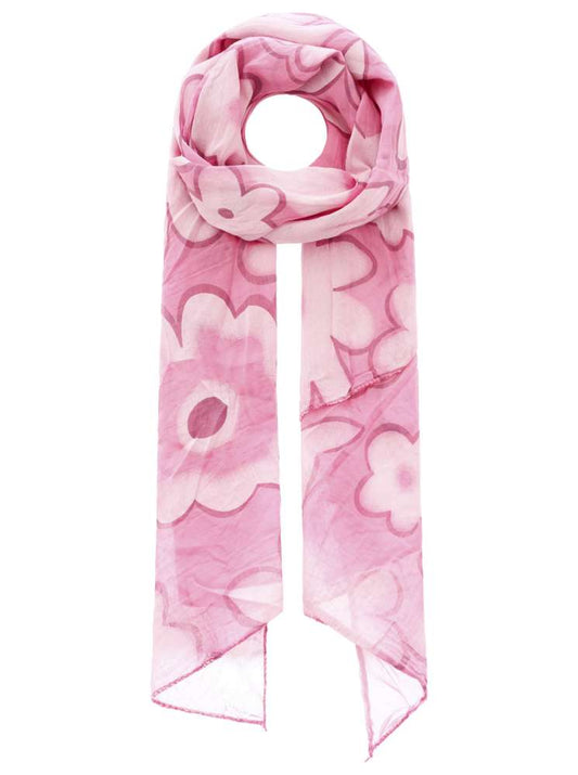 Schal Tuch "Blumen Wolken" Baumwolle Seide Pink