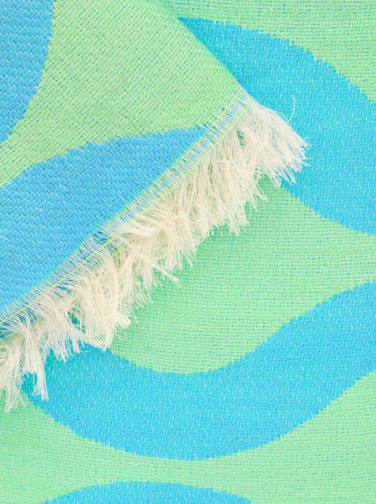 💕 Zwillingsherz Schal "Bunte Wellen" Baumwolle Wolle Mint