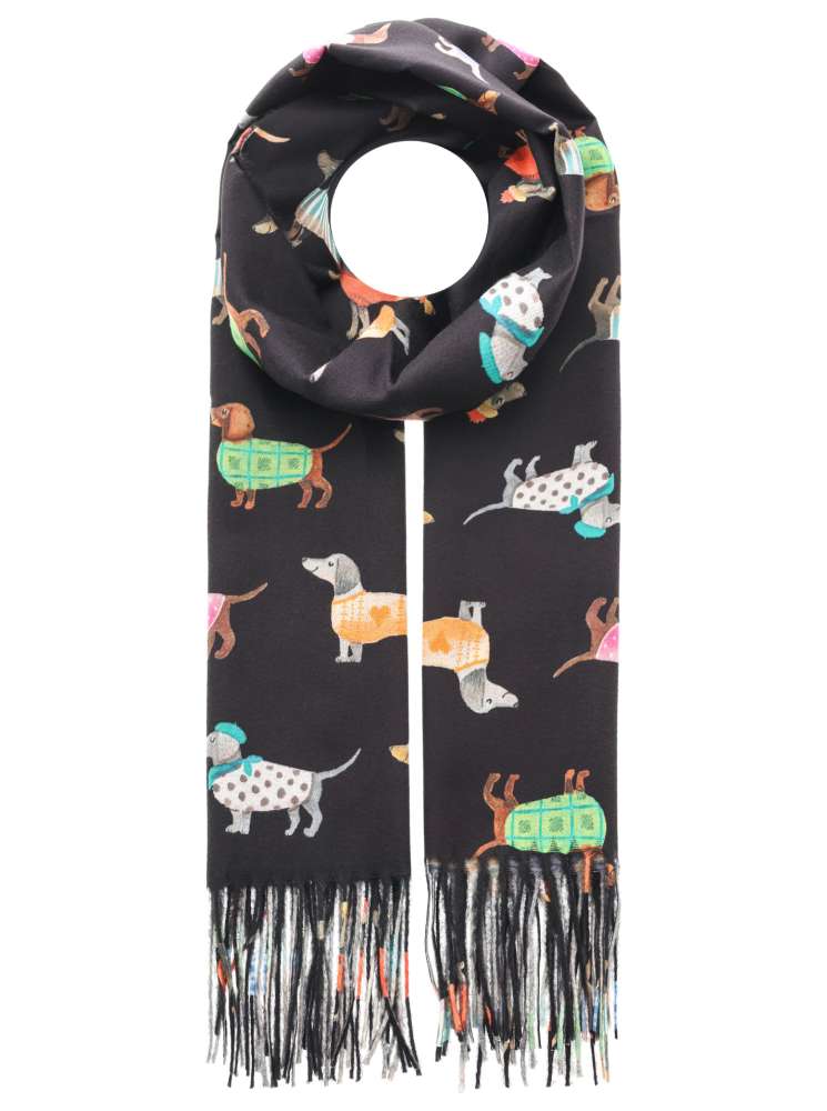 Schal "Dackel" Kuschelschal Soft Schwarz