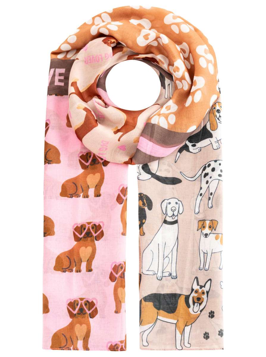 💕 Zwillingsherz Schal "Dogs" Beige