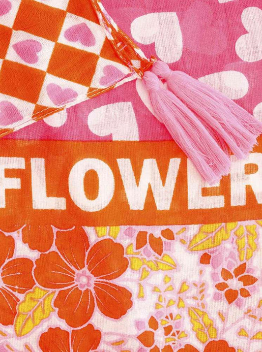 💕 Zwillingsherz Schal "Flower Love" 100 % Viskose Gelb