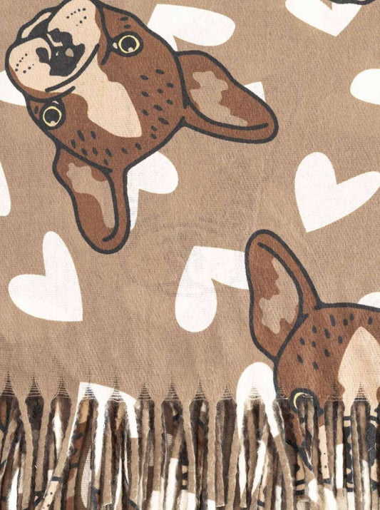 💕 Zwillingsherz Schal "Frenchie Love" Braun