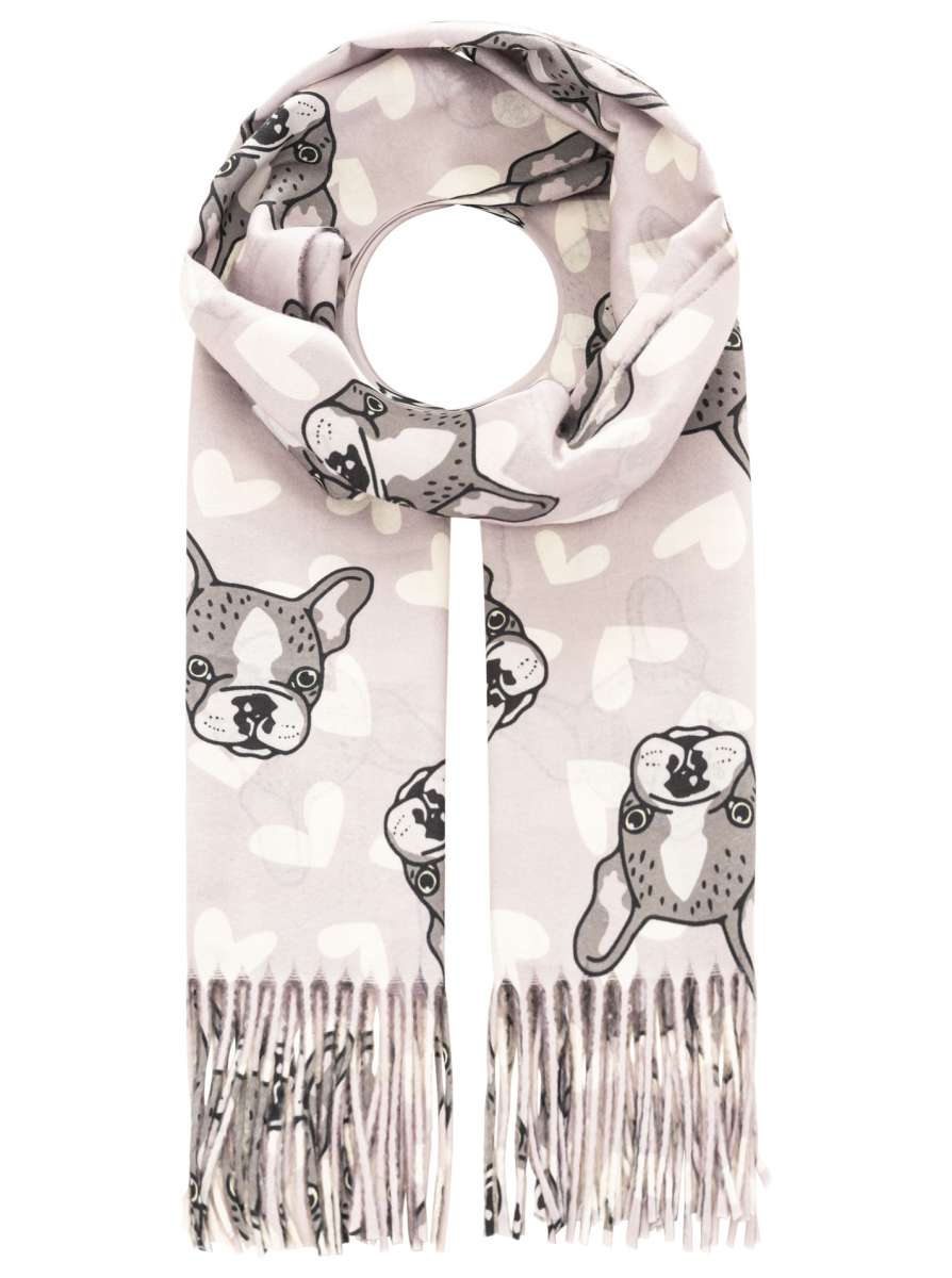 💕 Zwillingsherz Schal "Frenchie Love" Grau