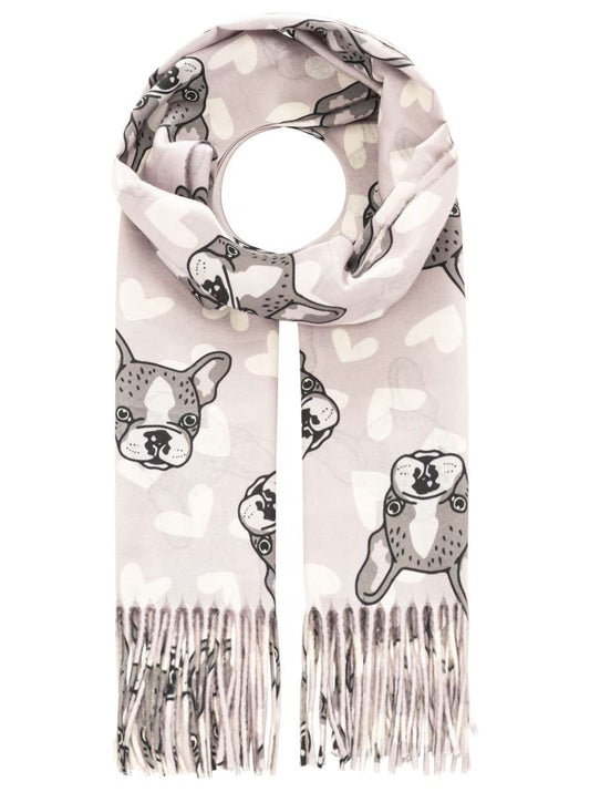 💕 Zwillingsherz Schal "Frenchie Love" Grau