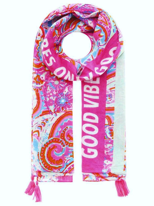 💕 Zwillingsherz Schal "Good Vibes Paisley" 100 % Viskose Mint