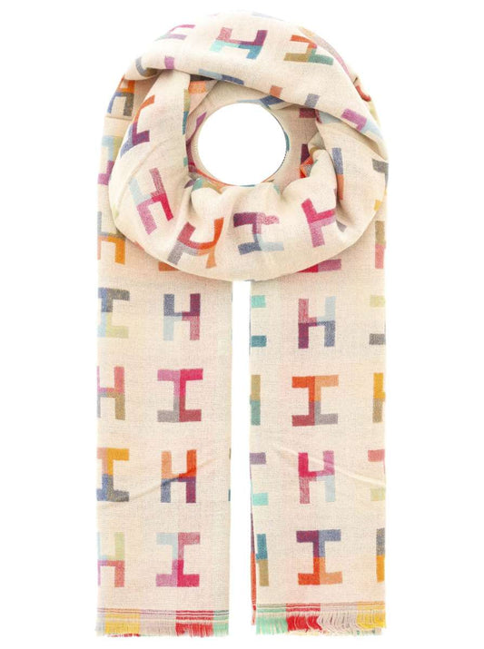 💕 Zwillingsherz Schal "Buntes H-Muster" Kuschelschal Viskose Wolle Beige