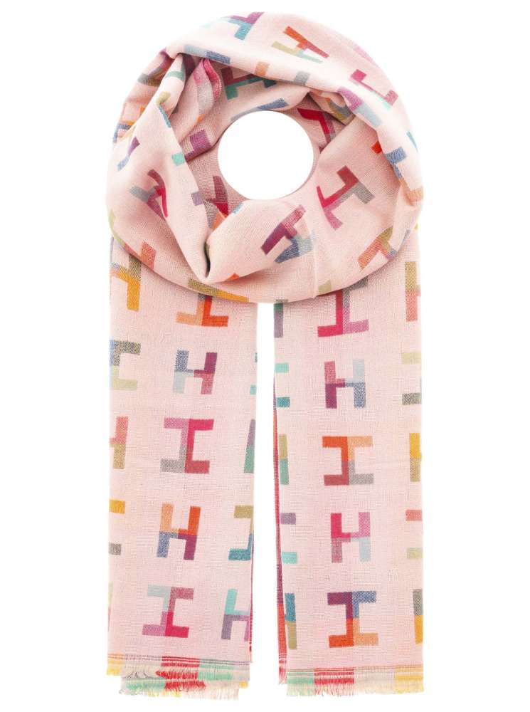 💕 Zwillingsherz Schal "Buntes H-Muster" Kuschelschal Viskose Wolle Rosa