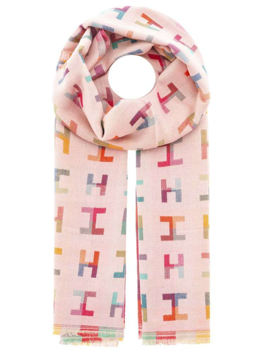 💕 Zwillingsherz Schal "Buntes H-Muster" Kuschelschal Viskose Wolle Rosa