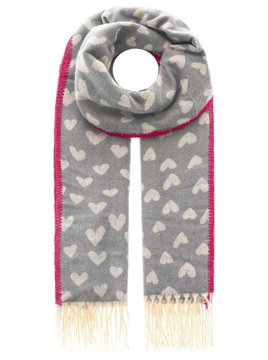 💕 Zwillingsherz Schal "Herzen & Stitch" Kuschelschal Viskose Grau