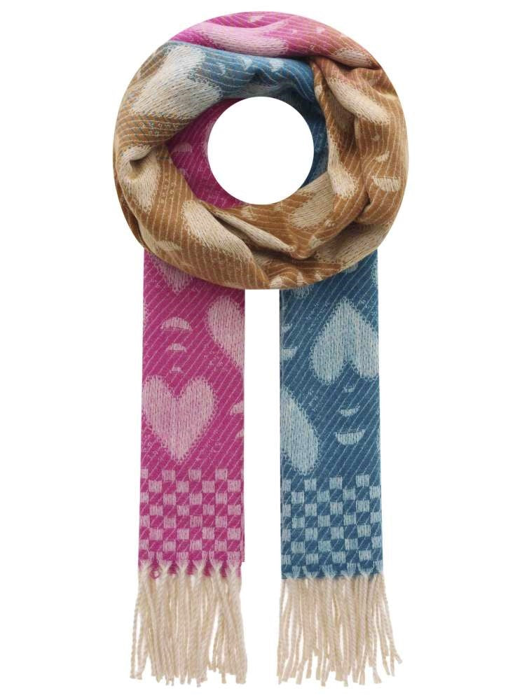 💕 Zwillingsherz Schal "Big Heart" Pink Camel Blau