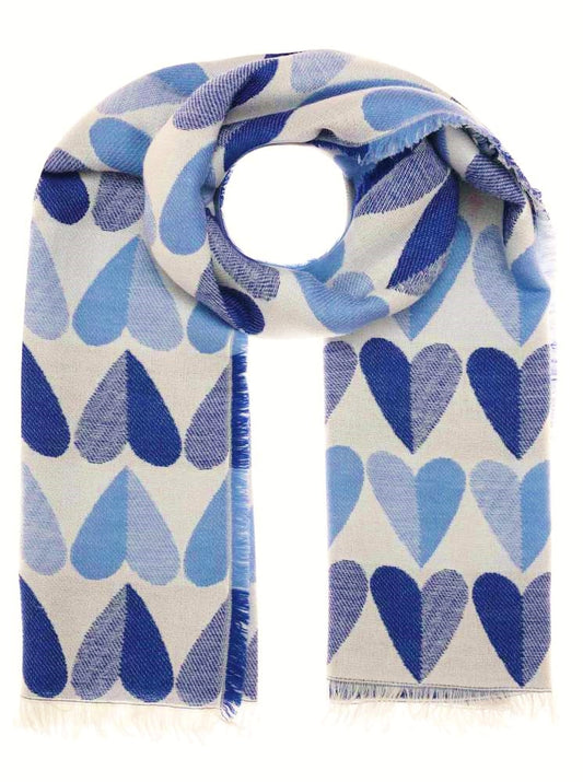 💕 Zwillingsherz Schal "Lean" Baumwolle Wolle Blau