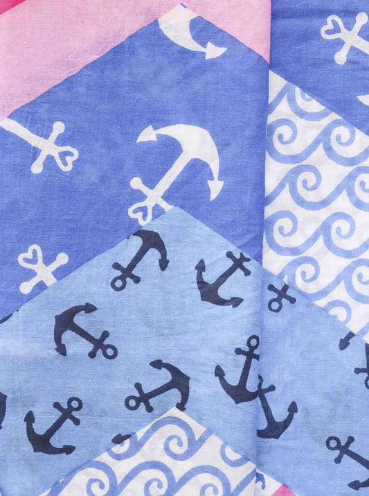 💕 Zwillingsherz Schal Tuch "Maritimer Zickzack" Hellblau