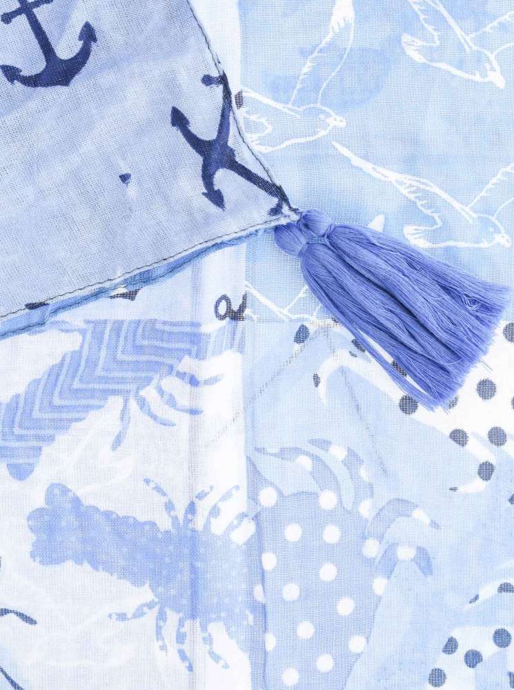 💕 Zwillingsherz Schal "Ocean Love" 100 % Viskose Mittelblau