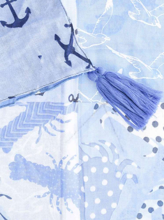 💕 Zwillingsherz Schal "Ocean Love" 100 % Viskose Mittelblau