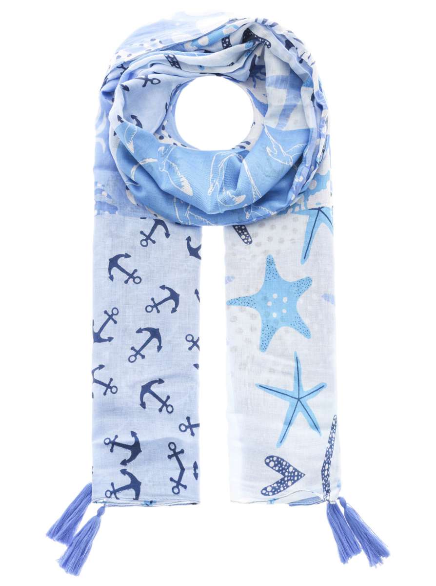 💕 Zwillingsherz Schal "Ocean Love" 100 % Viskose Mittelblau
