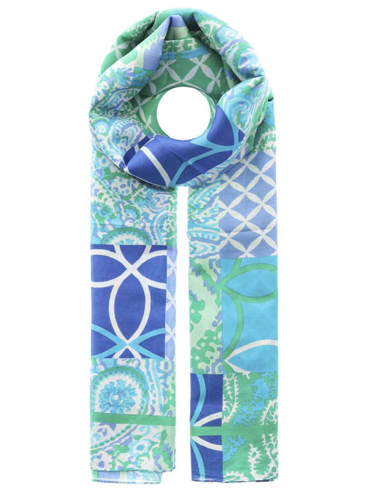 💕 Zwillingsherz Schal Tuch "Patchwork Mix" Blau Grün