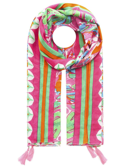 💕 Zwillingsherz Schal "Tropical Print" 100 % Viskose Neonpink
