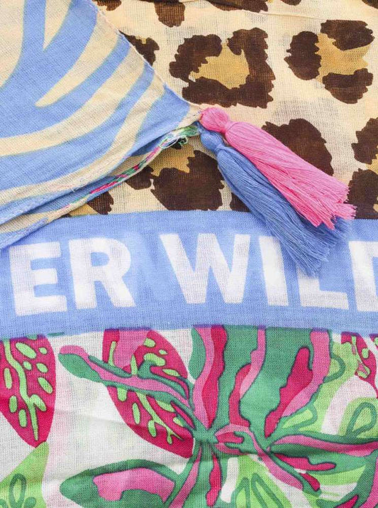 💕 Zwillingsherz Schal "Wild Flower Zebra" 100 % Viskose Mittelgrün