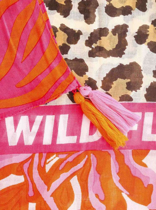 💕 Zwillingsherz Schal "Wild Flower Zebra" 100 % Viskose Orange