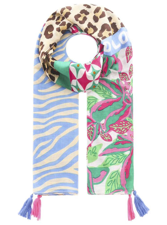 💕 Zwillingsherz Schal "Wild Flower Zebra" 100 % Viskose Mittelgrün
