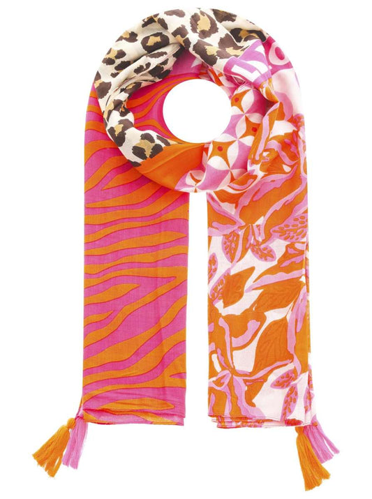 💕 Zwillingsherz Schal "Wild Flower Zebra" 100 % Viskose Orange