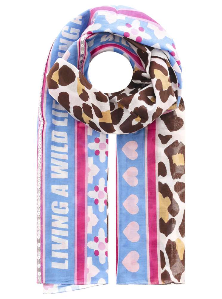 💕 Zwillingsherz Schal Tuch "Wild Life" Mittelblau