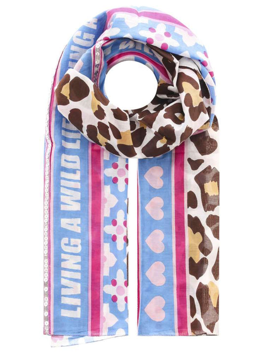 💕 Zwillingsherz Schal Tuch "Wild Life" Mittelblau