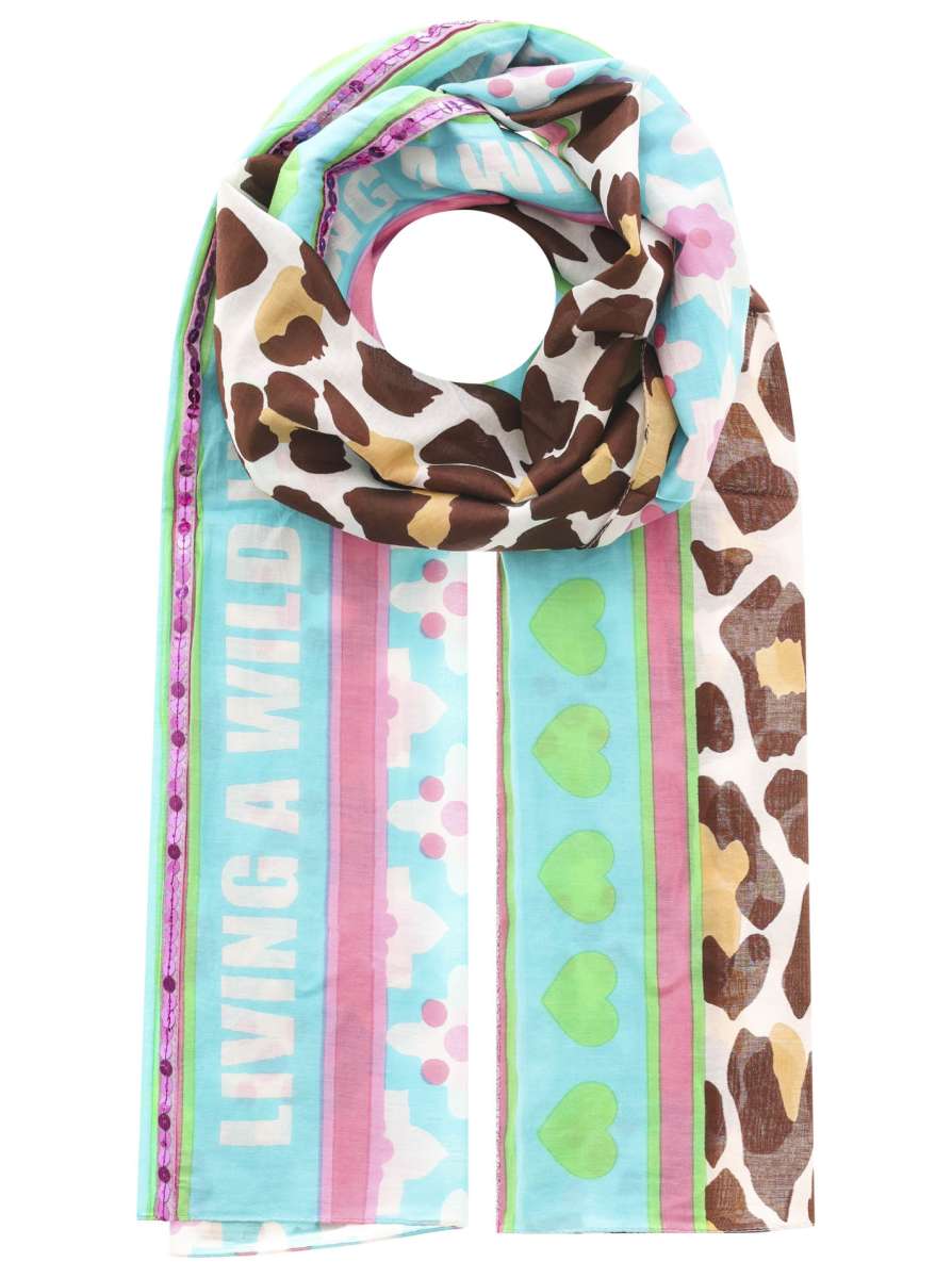 💕 Zwillingsherz Schal Tuch "Wild Life" Türkis