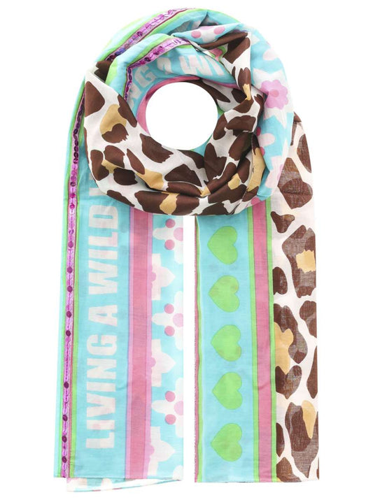 💕 Zwillingsherz Schal Tuch "Wild Life" Türkis