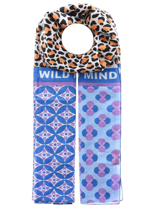 💕 Zwillingsherz Schal Tuch "Wild Mind LeoZH" Beige Blau