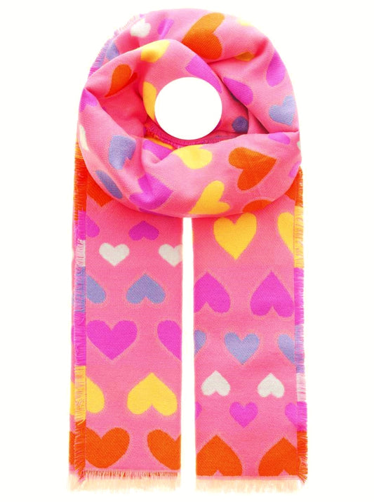 💕 Zwillingsherz Schal "Bunte Herzen" XXL-Schal Pink