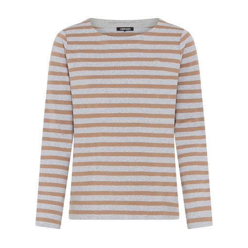 Olsen Shirt Hannah Streifendesign und Rundhalsausschnitt 11105503 Haselnut