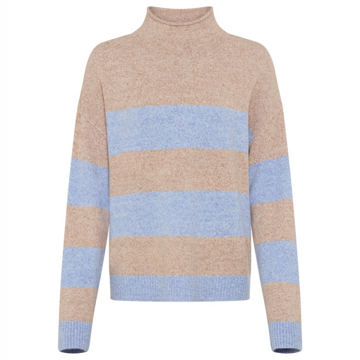 Olsen Pullover mit Streifenmuster und Kelchkragen 11004938 River Blue Melange
