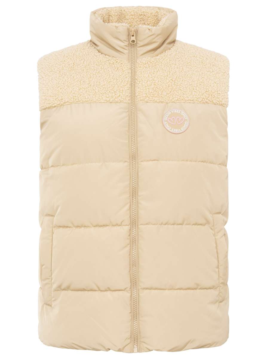 💕 Zwillingsherz Wendeweste "Good Vibes Only" Kurz Weste Beige