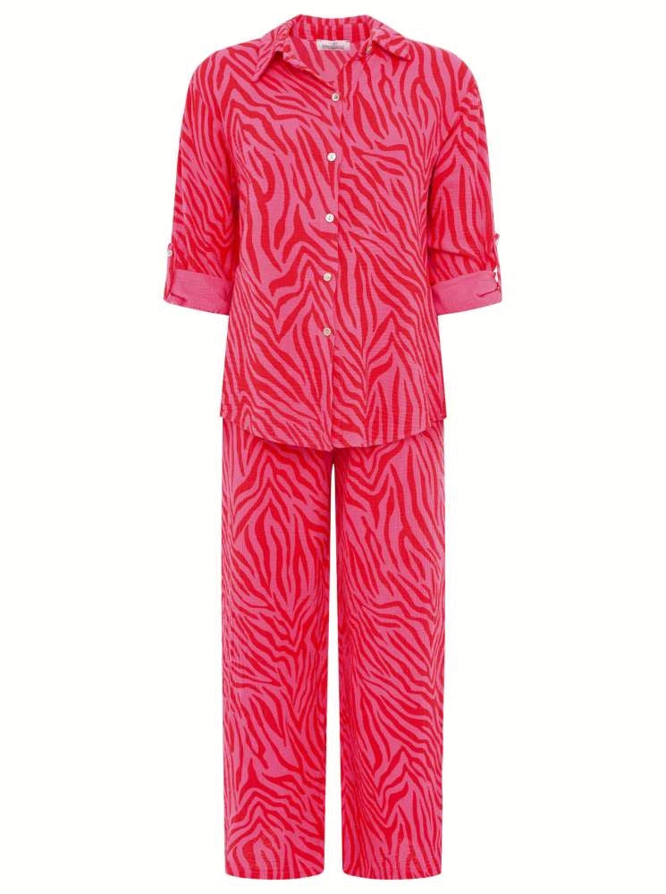 💕 Zwillingsherz Musselin Hemd "Zebra" Bluse Pink Rot