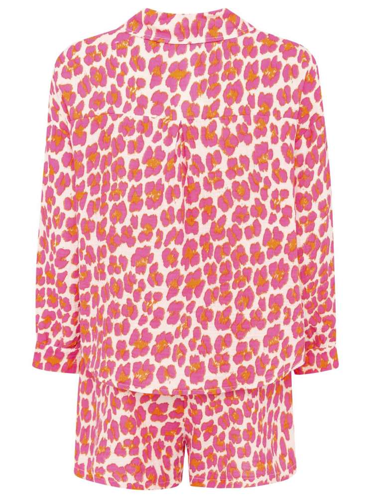 💕 Zwillingsherz Hemd Kurz "Leo" Musselin Pink Orange