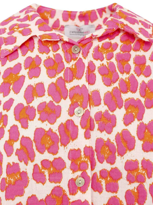 💕 Zwillingsherz Hemd Kurz "Leo" Musselin Pink Orange