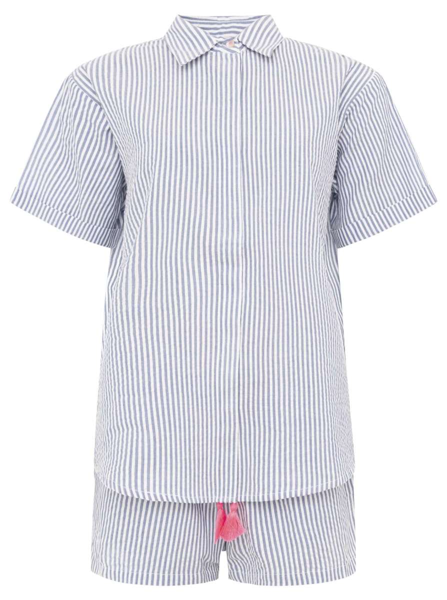 Set Hemd Hose Kurz Gestreift Jeans