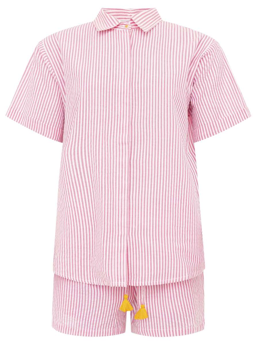 Set Hemd Hose Kurz Gestreift Pink